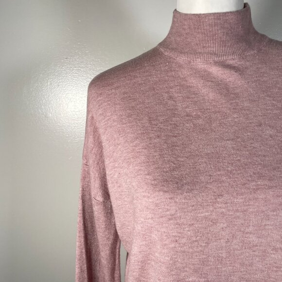 Cyrus Pink Mock Neck Back Zip Closure Tight Knit Long Sleeve Pullover Sweater L - Picture 4 of 13
